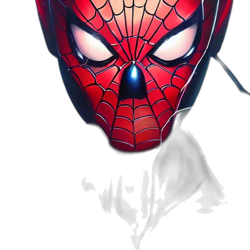 mask, face, comic book art, concept art, photorealistic, 3d render, red, dark transparent PNG cut-out