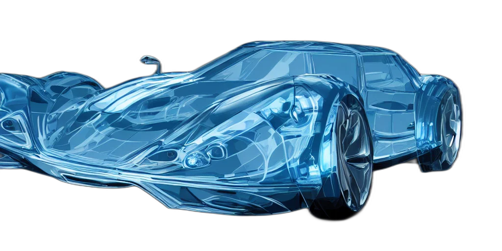 car, concept art, 3d render, photorealistic, blue, glass, suv, big transparent PNG cut-out