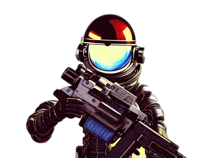robot, weapon, mask, pixel art transparent PNG cut-out