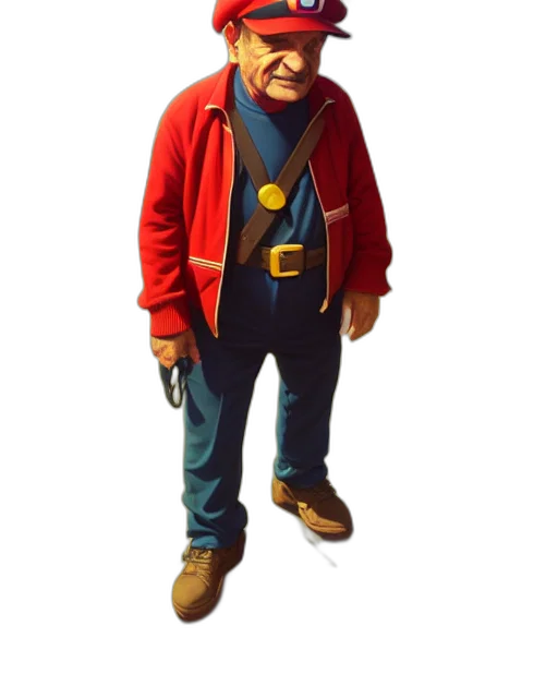 jacket, staff, face, robot, 3d render, concept art, photorealistic, pixel art transparent PNG cut-out