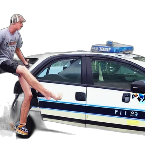 car, tony, hawk, pro, pulled, over, police transparent PNG cut-out