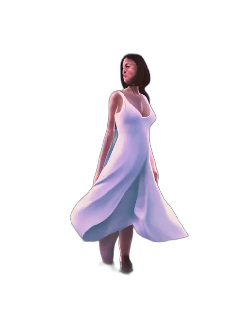 dress, staff, concept art, 3d render transparent PNG cut-out