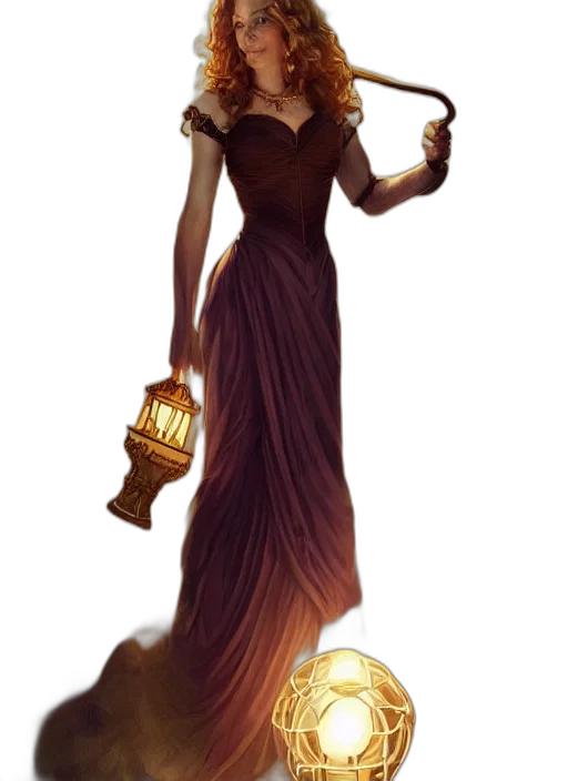 dress, staff, jewelry, fantasy art transparent PNG cut-out