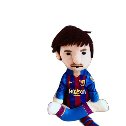 pixel art, cartoon, 3d render, concept art, lionel, messi, plushie, toy transparent PNG cut-out