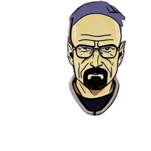cartoon, pixel art, comic book art, concept art, walter, white, becomes, naruto transparent PNG cut-out