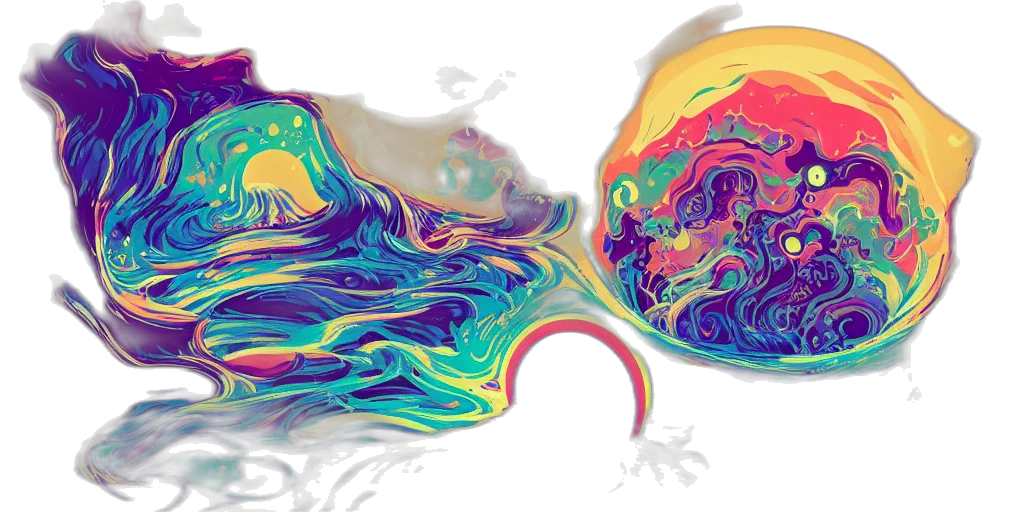 mask, hair, crown, face, concept art, 3d render, vaporwave, watercolor transparent PNG cut-out