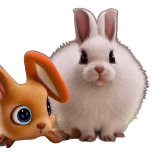 animal, 3d render, concept art, photorealistic, cartoon, cute, baby, bunnies transparent PNG cut-out
