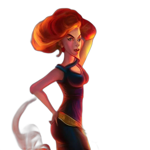 dress, concept art, fantasy art, comic book art, 3d render, fire, outer space, neon transparent PNG cut-out