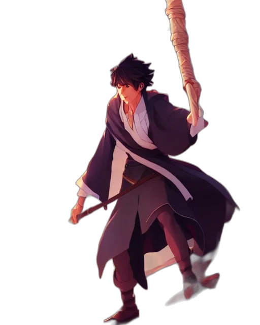 staff, sword, weapon, concept art, fantasy art, comic book art, pixel art, dark transparent PNG cut-out