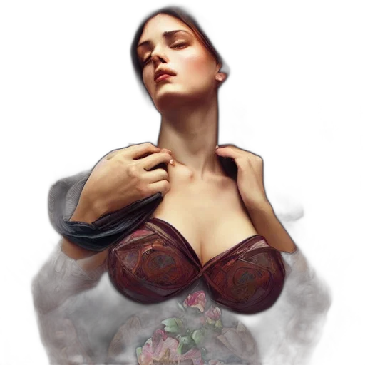 dress, jewelry, face, photorealistic transparent PNG cut-out