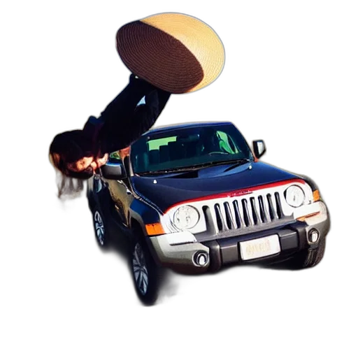 car, food, hat, jacket, concept art, 3d render, riding, jeep transparent PNG cut-out