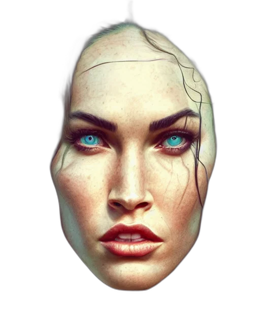 face, mask, robot, jewelry, 3d render, photorealistic, concept art, fantasy art transparent PNG cut-out