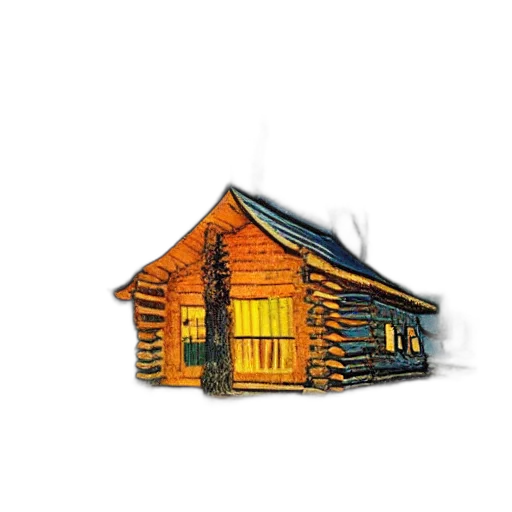 building, furniture, concept art, 3d render, photorealistic, watercolor, snow, log transparent PNG cut-out