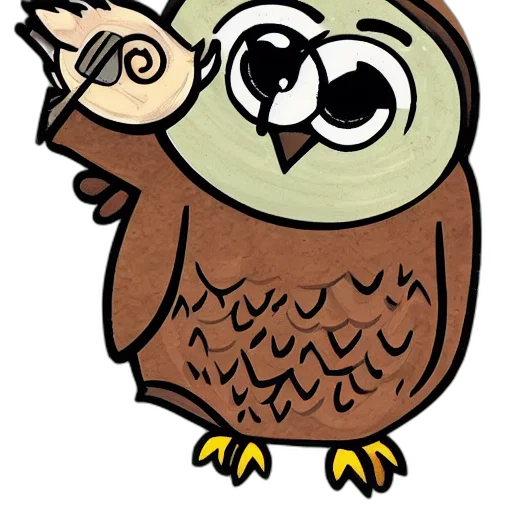 staff, animal, cartoon, concept art, pixel art, comic book art, earth tones, hootie transparent PNG cut-out