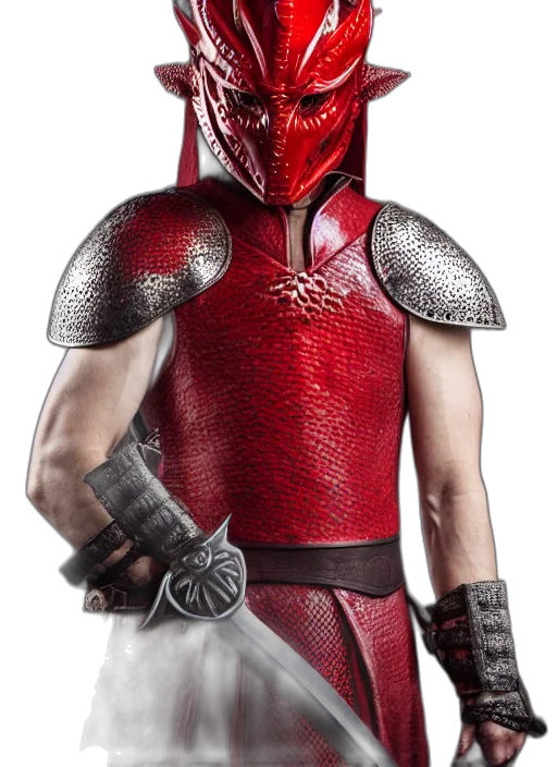 mask, sword, concept art, 3d render transparent PNG cut-out