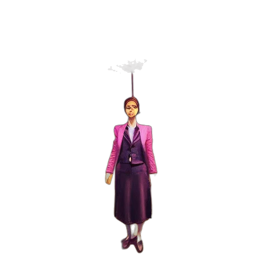 staff, jacket, umbrella, dress, concept art, 3d render, pixel art, vaporwave transparent PNG cut-out