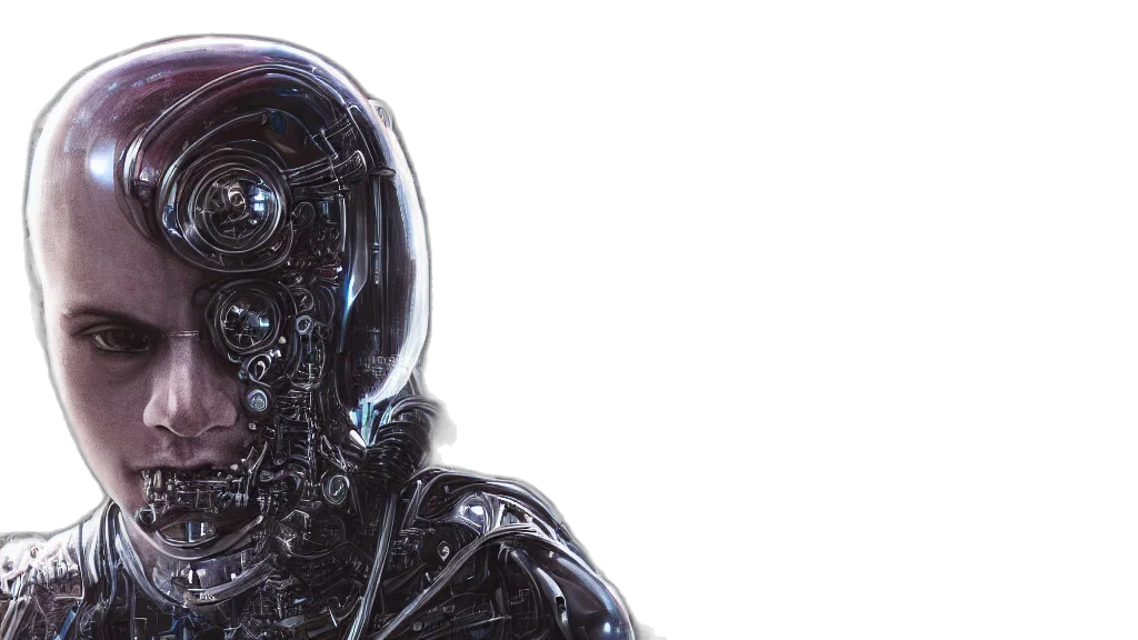 robot, mask, face, concept art, 3d render, cyberpunk, photorealistic, outer space transparent PNG cut-out