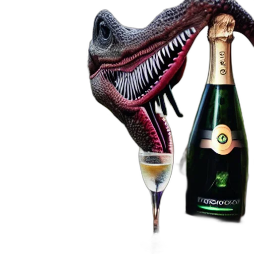fancy, dinosaur, drinking, prosecco transparent PNG cut-out