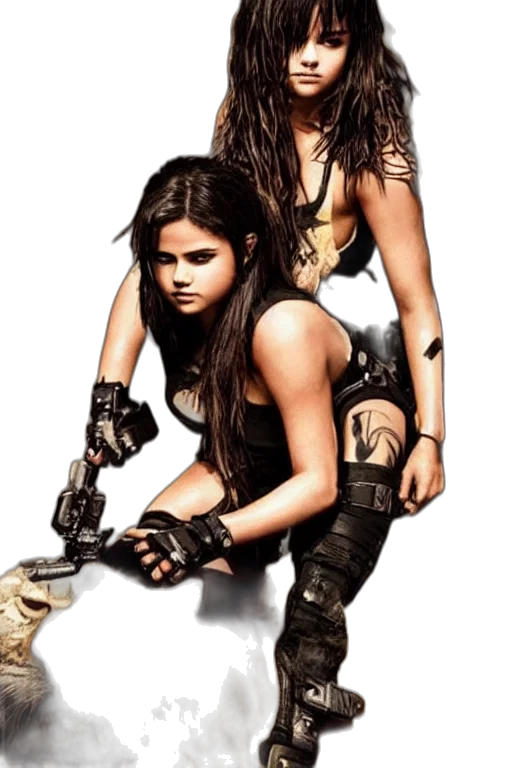 weapon, concept art, cyberpunk, badass, photo, tough, looking, selena transparent PNG cut-out