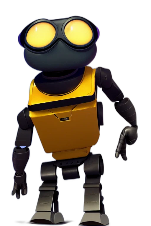 robot, animal, staff, 3d render, concept art, cartoon, cyberpunk, full transparent PNG cut-out