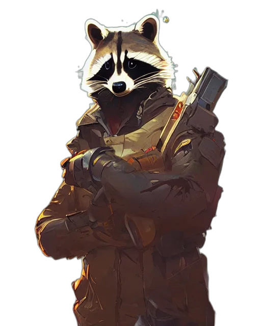 weapon, animal, jacket, staff transparent PNG cut-out