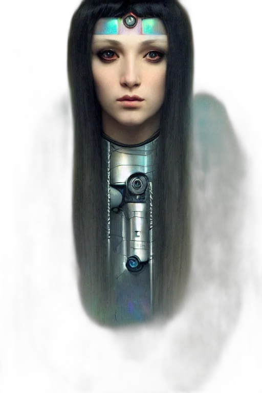 robot, hair, staff, face, cyberpunk, concept art, photorealistic, fantasy art transparent PNG cut-out