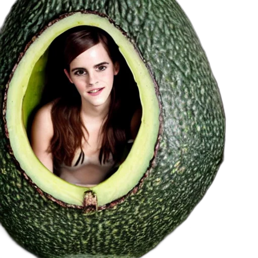 creature, food, photorealistic, emma, watson, coming, out, inside transparent PNG cut-out