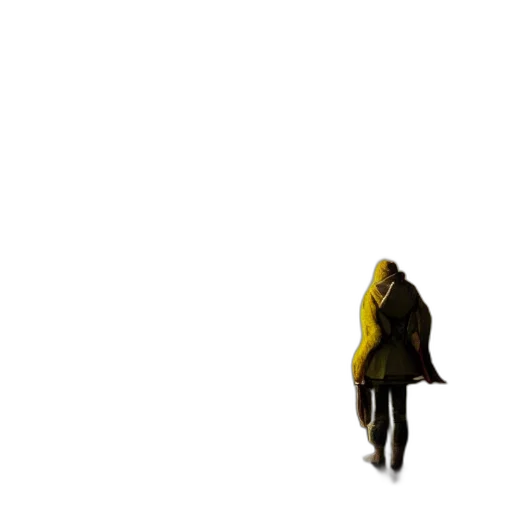 jacket, umbrella, dress, creature, 3d render, pixel art, concept art, photorealistic transparent PNG cut-out