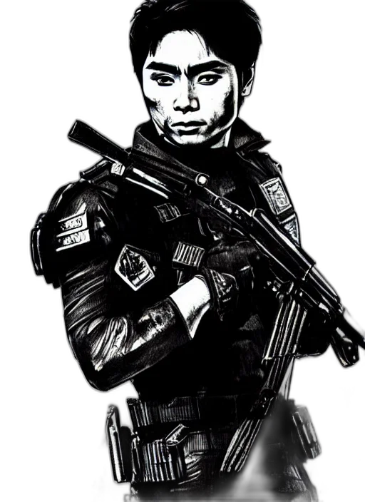 weapon, face, comic book art, concept art transparent PNG cut-out