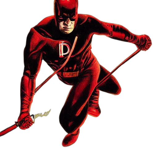 comic book art, concept art, red, daredevil, painting, devon, rodriguez transparent PNG cut-out