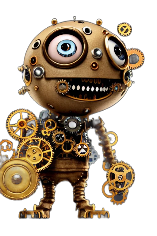 robot, staff, jewelry, mask, concept art, 3d render, fantasy art, cartoon transparent PNG cut-out