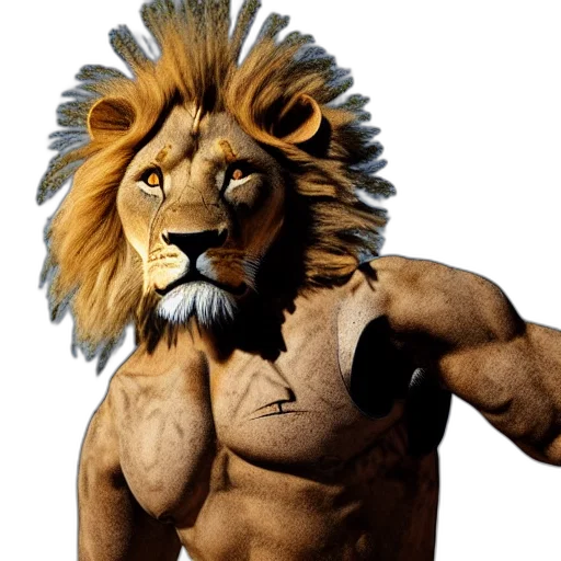 animal, creature, photorealistic, 3d render, concept art, fantasy art, cyborg, lion transparent PNG cut-out