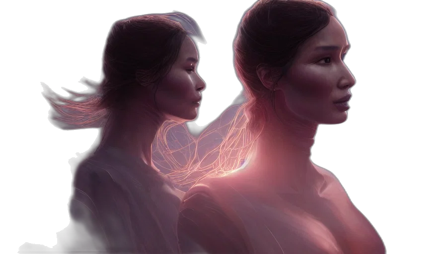 hair, concept art, fantasy art, photorealistic, 3d render, fire, neon lights, outer space transparent PNG cut-out