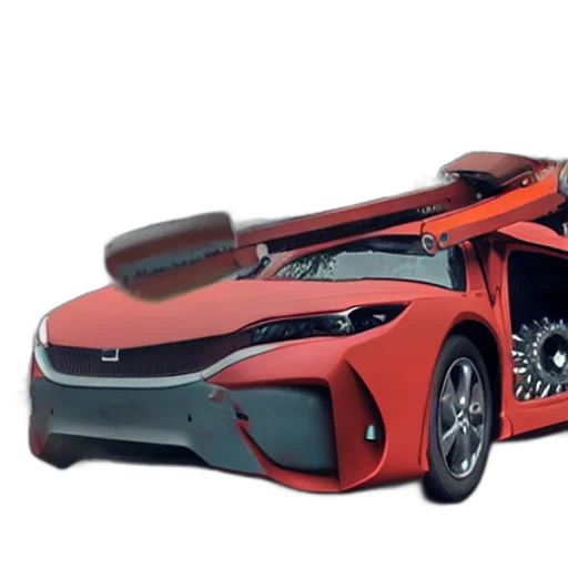 car, 3d render, concept art, buzzsaw transparent PNG cut-out