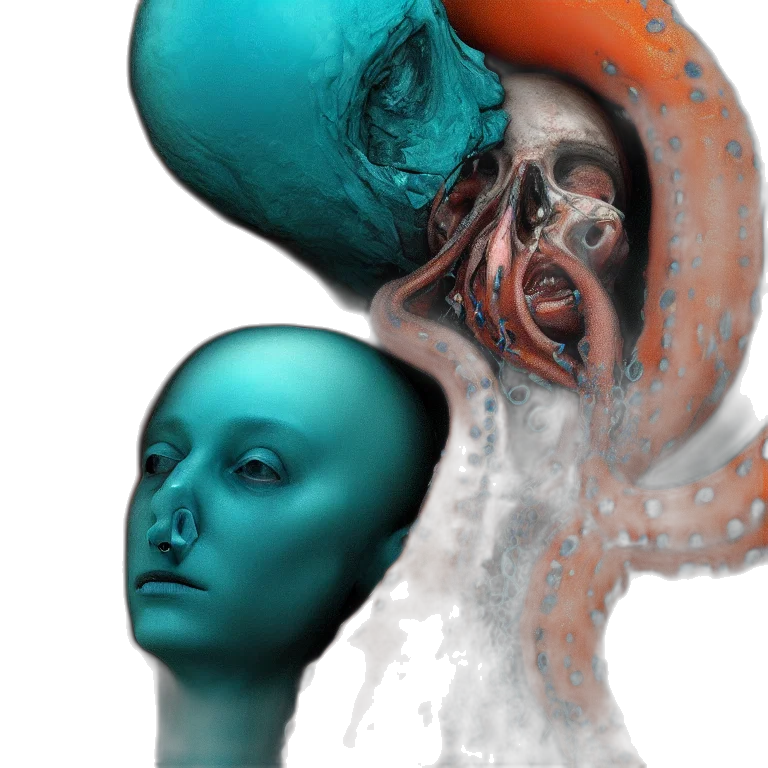 mask, face, robot, creature, 3d render, concept art, photorealistic, cyberpunk transparent PNG cut-out