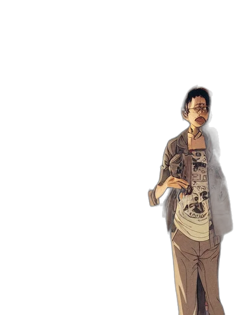 jacket, staff, face, robot transparent PNG cut-out