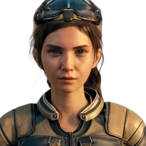 face, jacket, staff, weapon transparent PNG cut-out