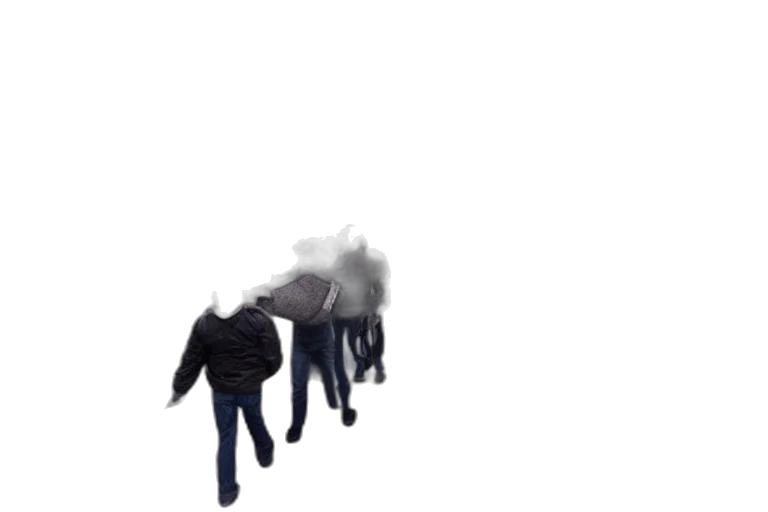 jacket, umbrella, mask, staff transparent PNG cut-out