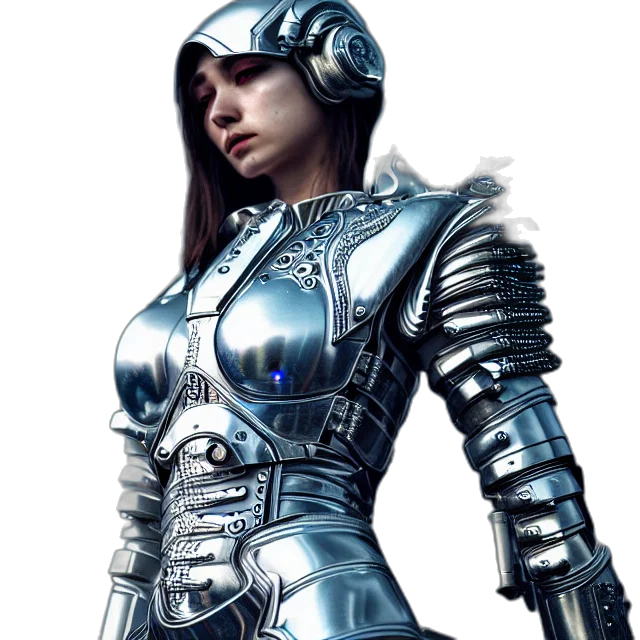 robot, sword, weapon, concept art, fantasy art, 3d render, photorealistic, blue transparent PNG cut-out