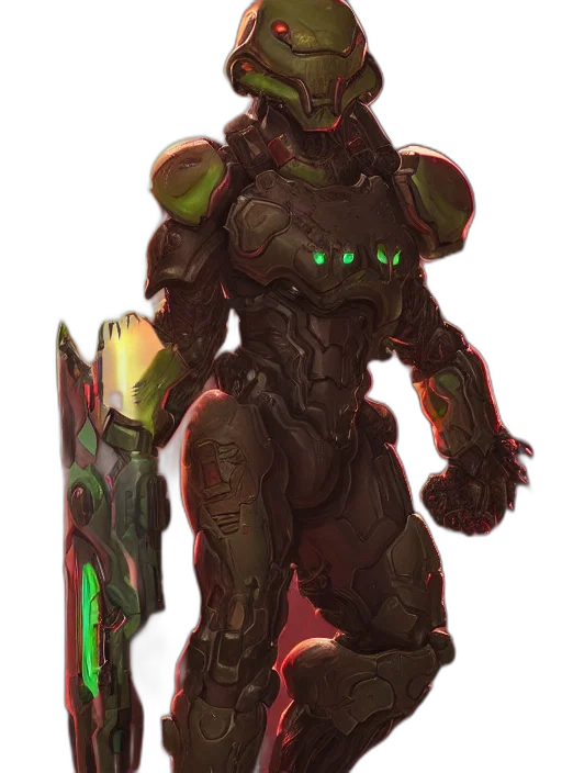 robot, weapon, staff, concept art, cyberpunk, fantasy art, pixel art, green transparent PNG cut-out