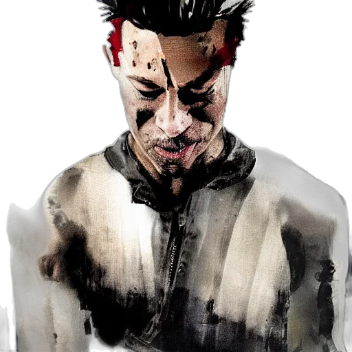 face, mask, photorealistic, concept art, comic book art, watercolor, dark, red transparent PNG cut-out