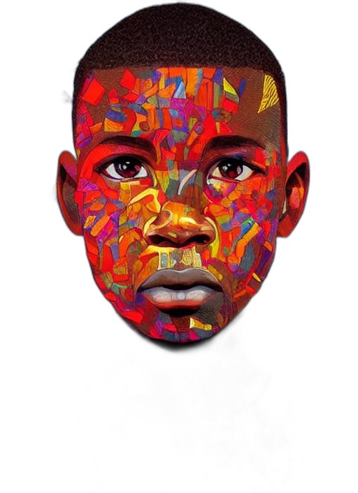 face, mask, crown, jacket, photorealistic, fantasy art, concept art, pixel art transparent PNG cut-out
