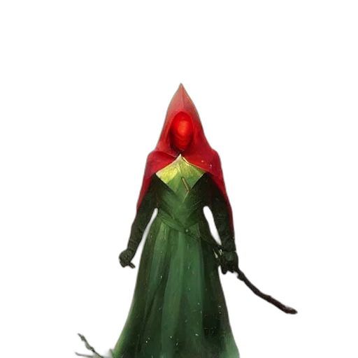 staff, creature, dress, mask, concept art, fantasy art, 3d render, pixel art transparent PNG cut-out