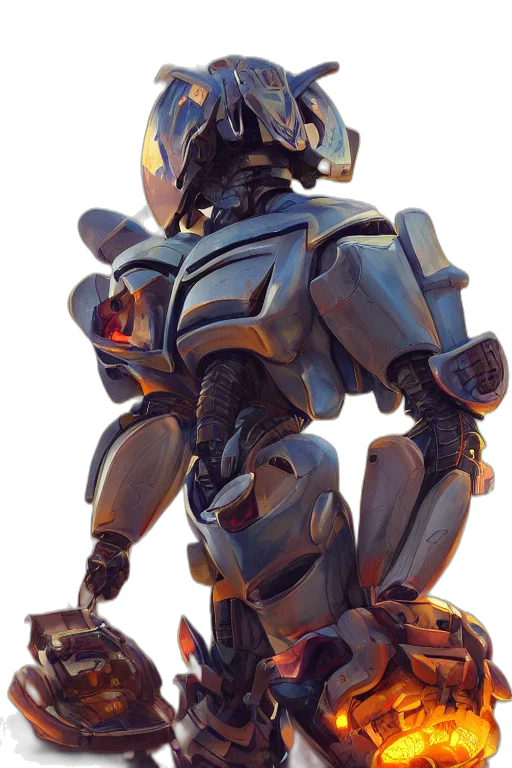 robot, weapon, concept art, 3d render transparent PNG cut-out
