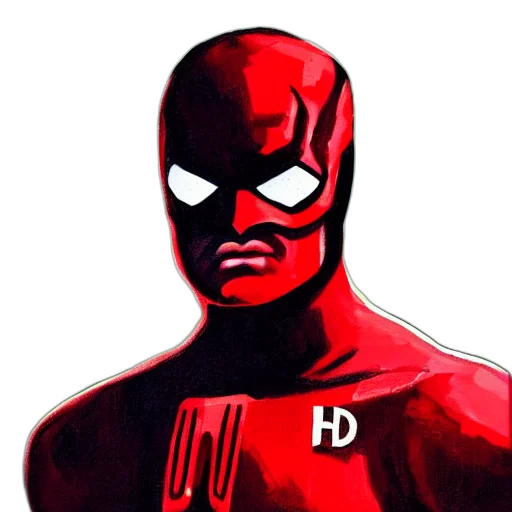 mask, face, comic book art, concept art, cartoon, photorealistic, red, daredevil transparent PNG cut-out