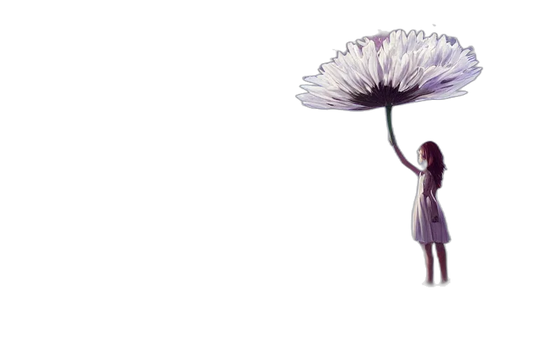 umbrella, flower, dress, staff, concept art, 3d render, watercolor, fantasy art transparent PNG cut-out