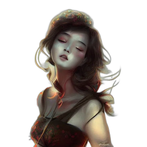 dress, face, crown, hat, fantasy art, photorealistic, concept art, watercolor transparent PNG cut-out