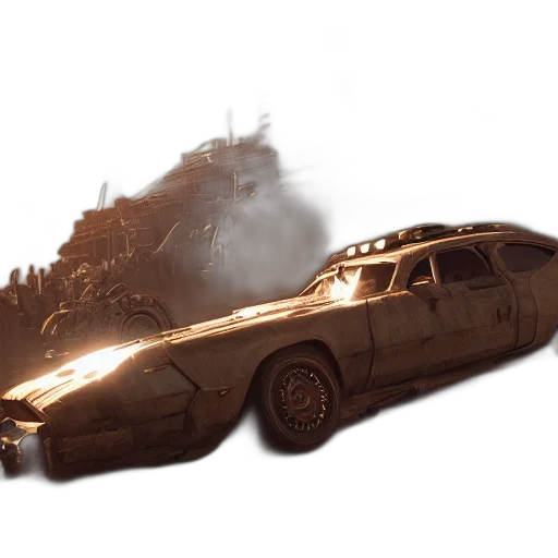 car, weapon, concept art, 3d render, photorealistic, fantasy art, fire, fog transparent PNG cut-out