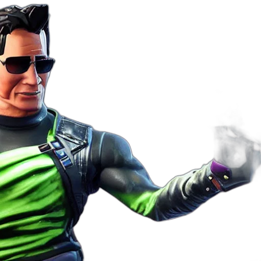jacket, 3d render, concept art, comic book art, cartoon, green, johnny, cage transparent PNG cut-out