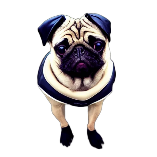 animal, creature, face, photorealistic, 3d render, pixel art, cartoon, pug transparent PNG cut-out